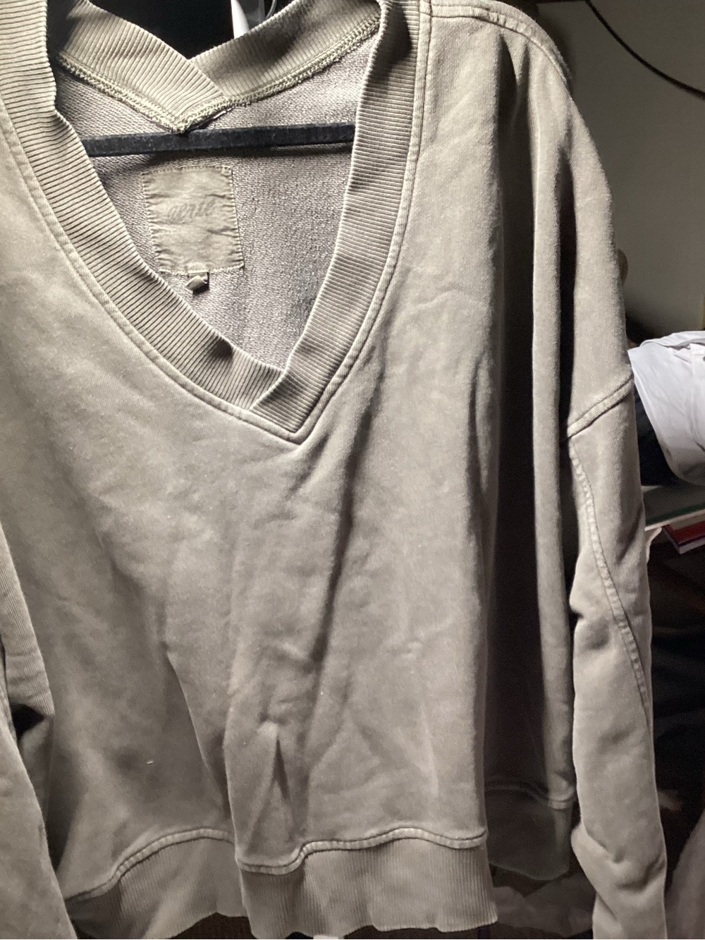aerie Olive Green V-Neck Sweatshirt